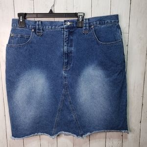 Vintage LA Blues Blue Denim Skirt Raw Hem Plus 20W
